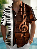 Oceanlyte Men's Graphic Piano Keyboard Print Short Sleeve Shirt with Chest Pocket