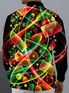 Oceanlyte Men's Printed Christmas Ornaments Print Long Sleeve Shirt with Chest Pocket