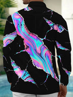Oceanlyte Men's Long Sleeve Shirt - Abstract Psychedelic Swirls And Splatters Print with Chest Pocket