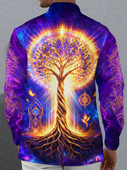 Oceanlyte Men's Graphic Tree Of Life And Phoenix Print Long Sleeve Shirt with Chest Pocket