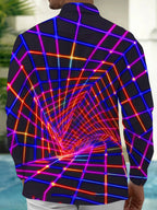 Oceanlyte Neon Grid Tunnel Men's Long Sleeve Shirt with Chest Pocket