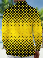 Oceanlyte Men's Geometric Polka Dot Gradient Print Long Sleeve Shirt with Chest Pocket