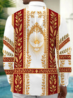 Oceanlyte Men's Printed White Dove With Golden Rays Print Long Sleeve Shirt with Chest Pocket