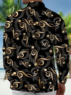 Oceanlyte Men's Printed Musical Notes Pattern Long Sleeve Shirt with Chest Pocket