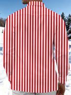 Oceanlyte Men's Striped Candy Cane Print Long Sleeve Shirt with Chest Pocket