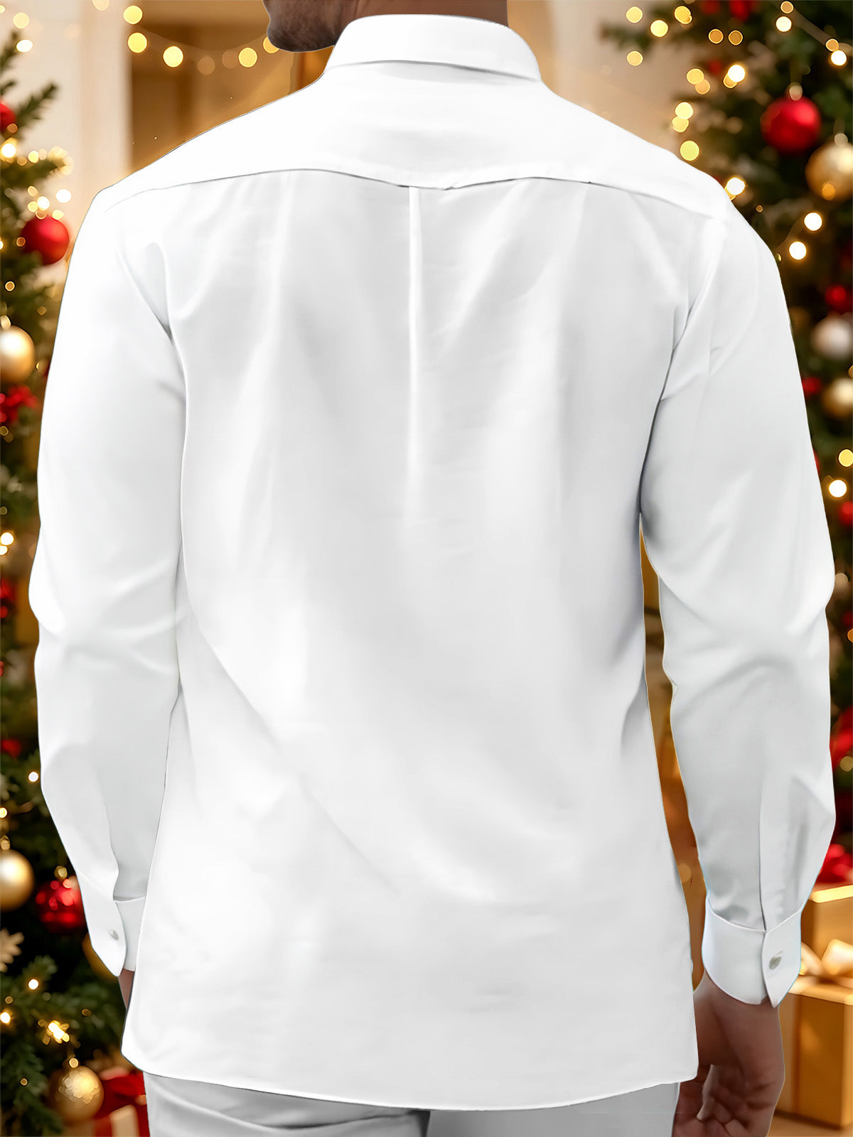 Oceanlyte Men's Graphic Christmas Reindeer And Sleigh Print Long Sleeve Shirt with Chest Pocket