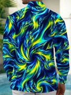Oceanlyte Men's Printed Abstract Swirling Fluid Pattern Long Sleeve Shirt with Chest Pocket