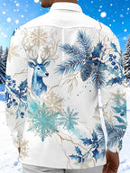 Oceanlyte Men's Graphic Watercolor Snowflake Print Long Sleeve Shirt with Chest Pocket