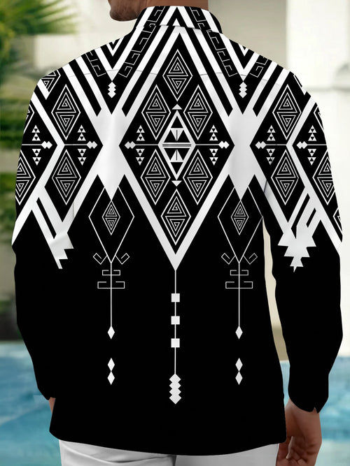 Oceanlyte Geometry Men's Pocket Long Sleeve Shirts