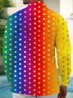 Oceanlyte Men's Patterned Gradient Polka Dots Print Long Sleeve Shirt with Chest Pocket