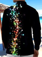 Oceanlyte Men's Printed Colorful Bokeh Light Spots Print Long Sleeve Shirt with Chest Pocket