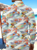 Oceanlyte Men's Printed Abstract Swirl Pattern Long Sleeve Shirt with Chest Pocket