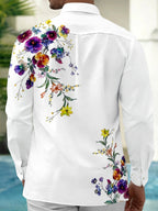 Oceanlyte Men's Floral Colorful Floral Branches Print Long Sleeve Shirt with Chest Pocket