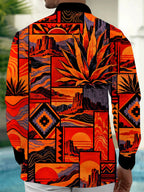 Oceanlyte Men's Desert Landscape With Agave Plants Print Long Sleeve Shirt with Chest Pocket