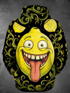 Oceanlyte Men's Anthropomorphic Lemon Cartoon Face Print Long Sleeve Hoodie