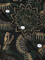 Oceanlyte Men's Snake Skeleton And Floral Mandala Print Long Sleeve Shirt with Chest Pocket
