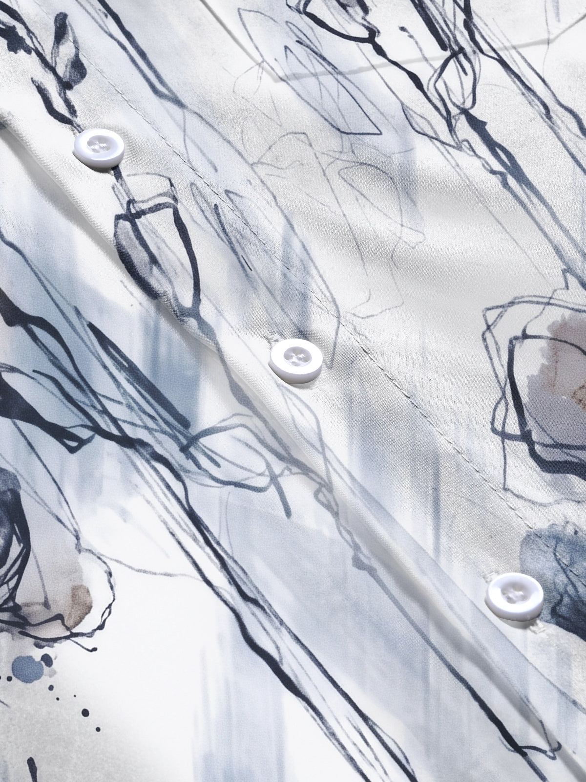 Art Ink Wash Freehand Floral Men's Pocket Long Sleeve Shirts