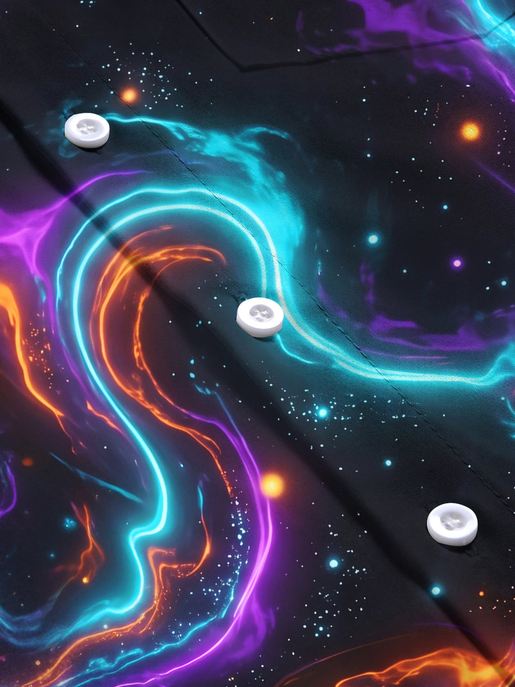 Oceanlyte Men's Long Sleeve Shirt - Abstract Cosmic Nebula And Swirling Colors Print with Chest Pocket