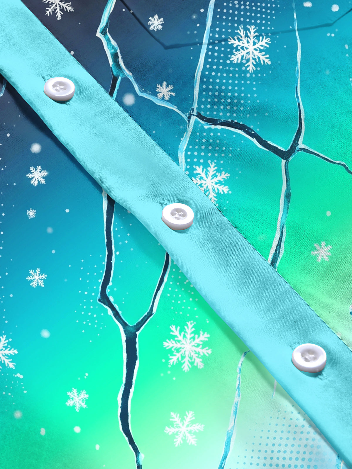Oceanlyte Men's Snowflake Gradient With Geometric Cracks Print Long Sleeve Shirt with Chest Pocket