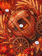 Oceanlyte Men's Autumn Carriage With Pumpkins And Leaves Print Long Sleeve Shirt with Chest Pocket