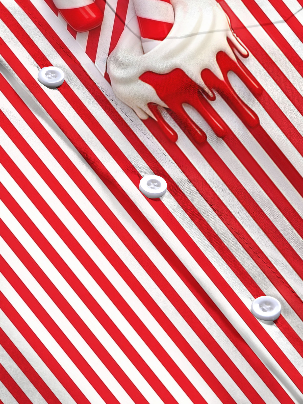 Oceanlyte Men's Striped Candy Cane Print Long Sleeve Shirt with Chest Pocket