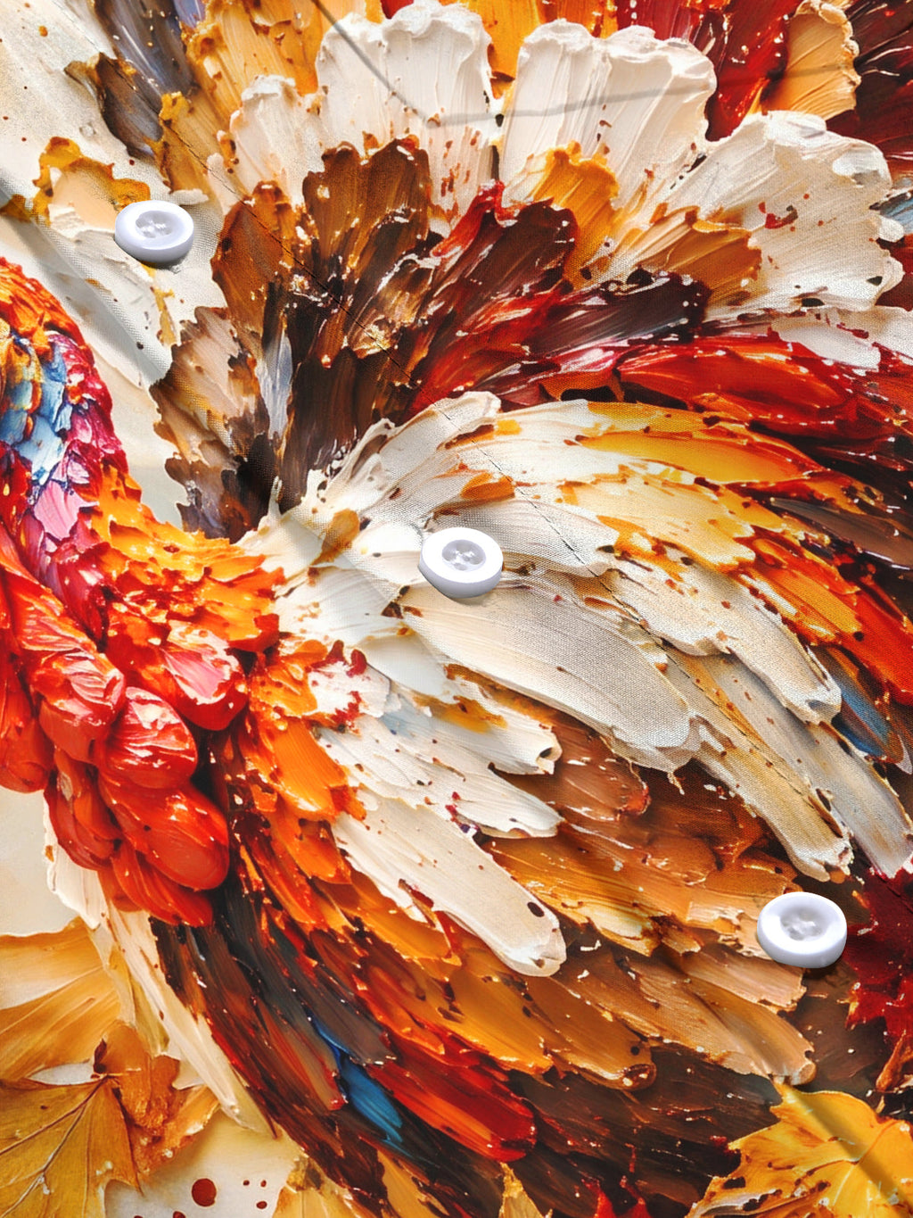Oceanlyte Men's Long Sleeve Shirt - Thanksgiving Day Turkey And Autumn Leaves Print with Chest Pocket