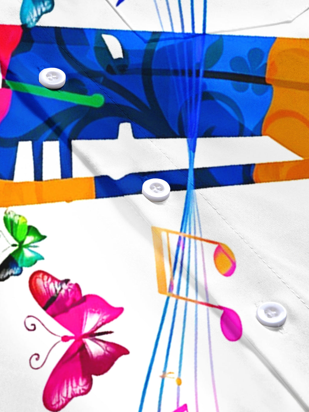 Oceanlyte Men's Graphic Colorful Microphone Print Short Sleeve Shirt with Chest Pocket