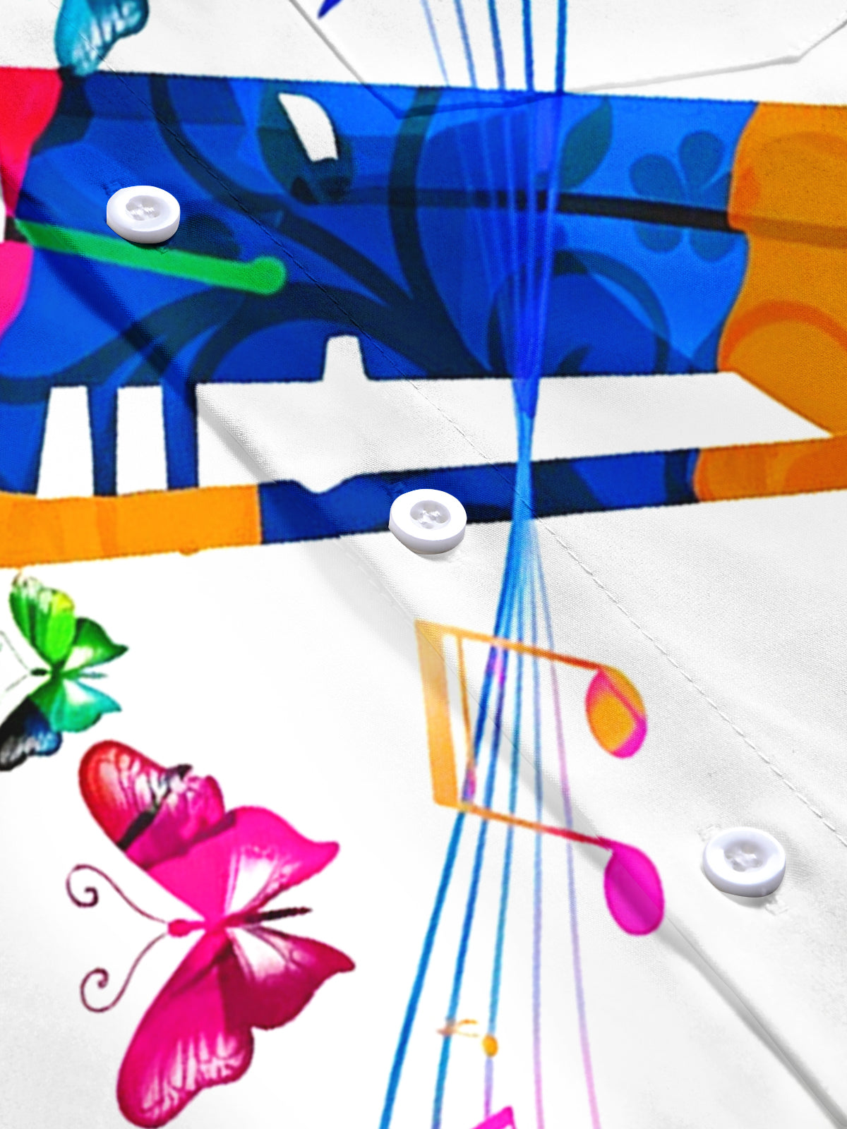 Oceanlyte Men's Graphic Colorful Microphone Print Short Sleeve Shirt with Chest Pocket