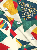 Oceanlyte Men's Geometric Christmas Trees And Ornaments Print Long Sleeve Shirt with Chest Pocket