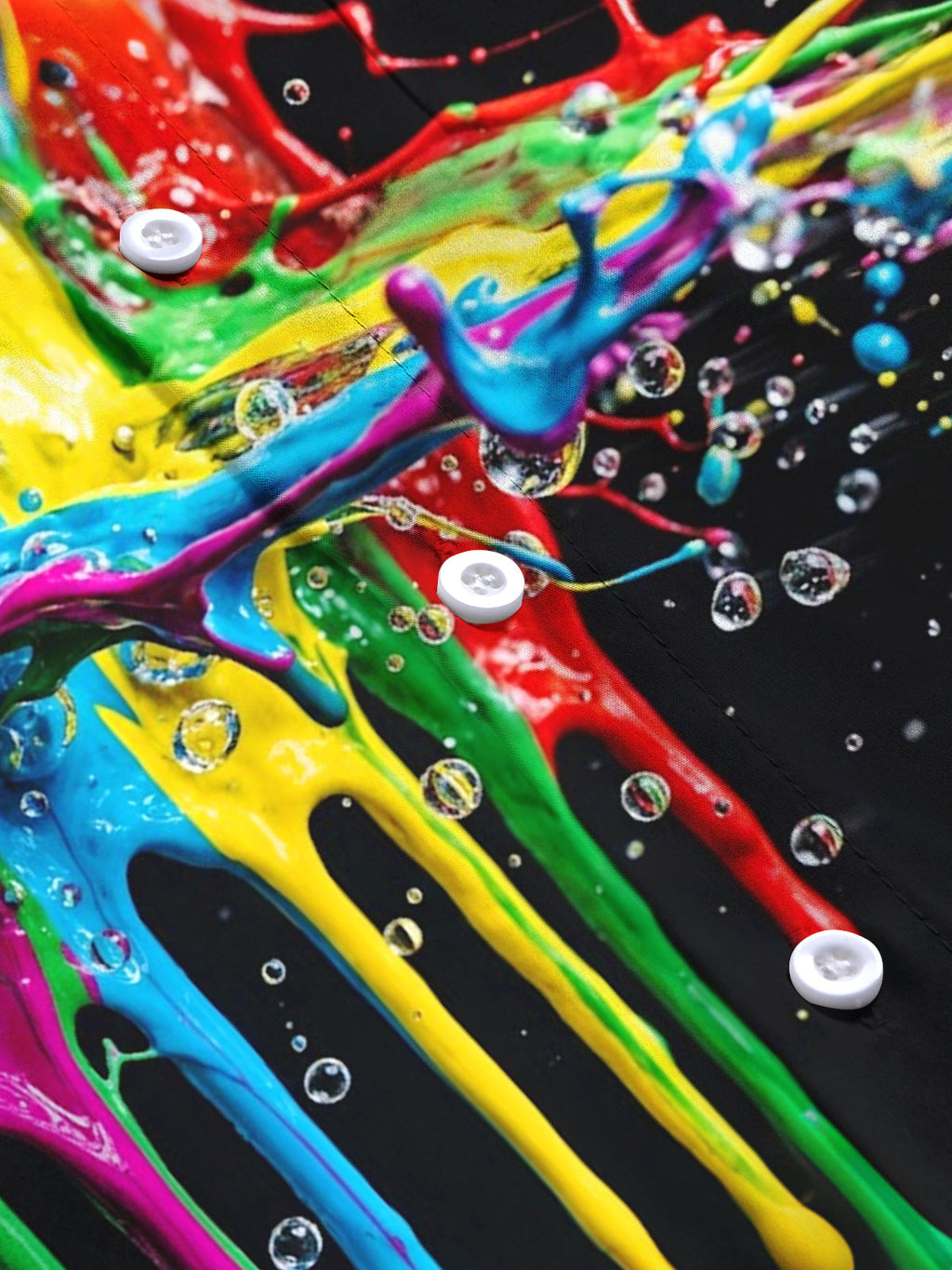 Oceanlyte Men's Colorful Paint Splashes And Drips Print Long Sleeve Shirt with Chest Pocket