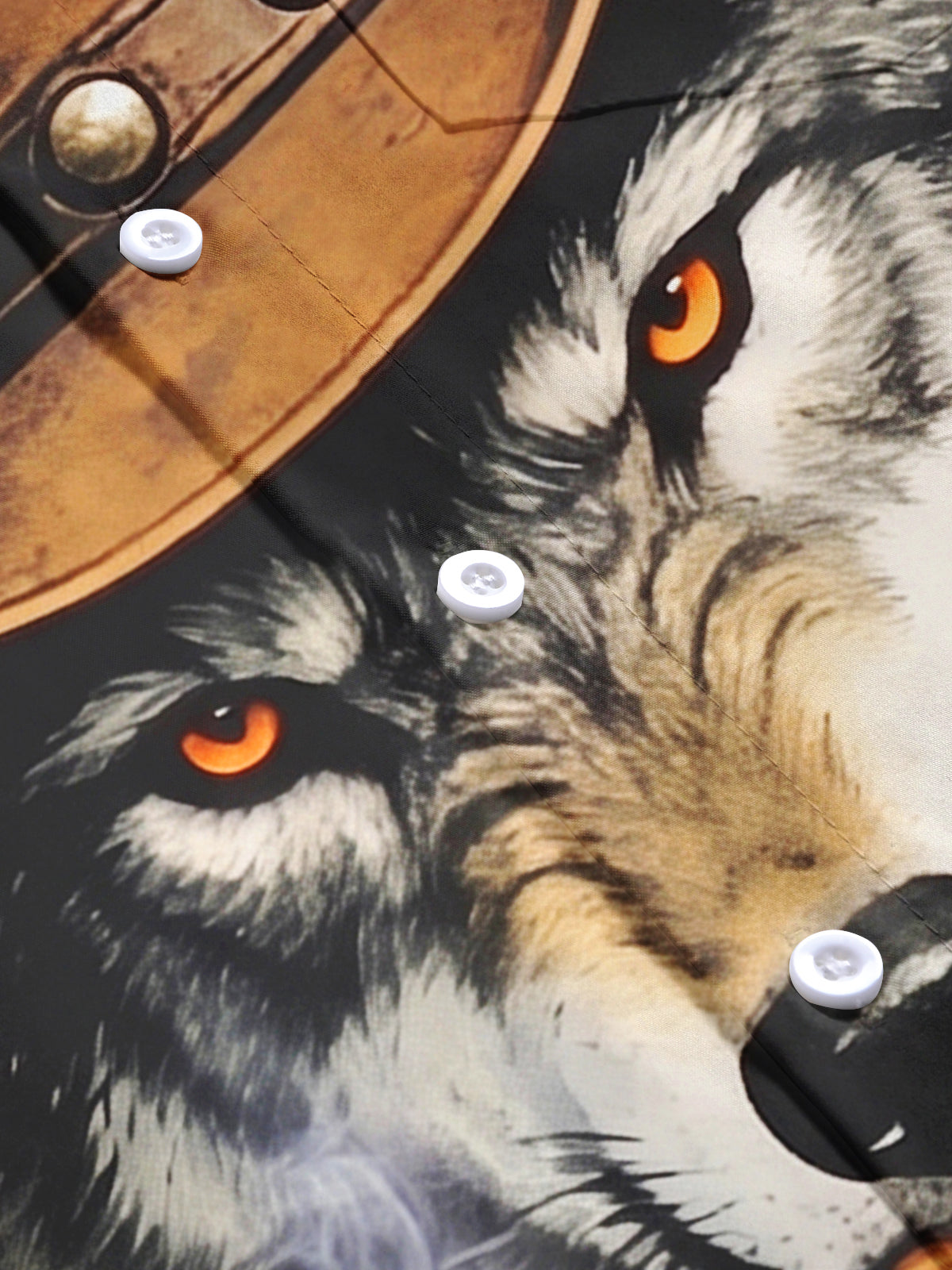 Oceanlyte Men's Graphic Wolf In Cowboy Hat Print Short Sleeve Shirt with Chest Pocket