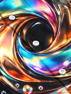 Oceanlyte Men's Long Sleeve Shirt - Abstract 3D Swirling Metallic Liquid And Spheres Print with Chest Pocket