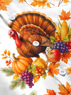 Oceanlyte Men's Thanksgiving Turkey And Harvest Produce Print Long Sleeve Shirt with Chest Pocket