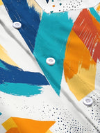 Oceanlyte Men's Abstract Brush Stroke Color Block Print Long Sleeve Shirt with Chest Pocket