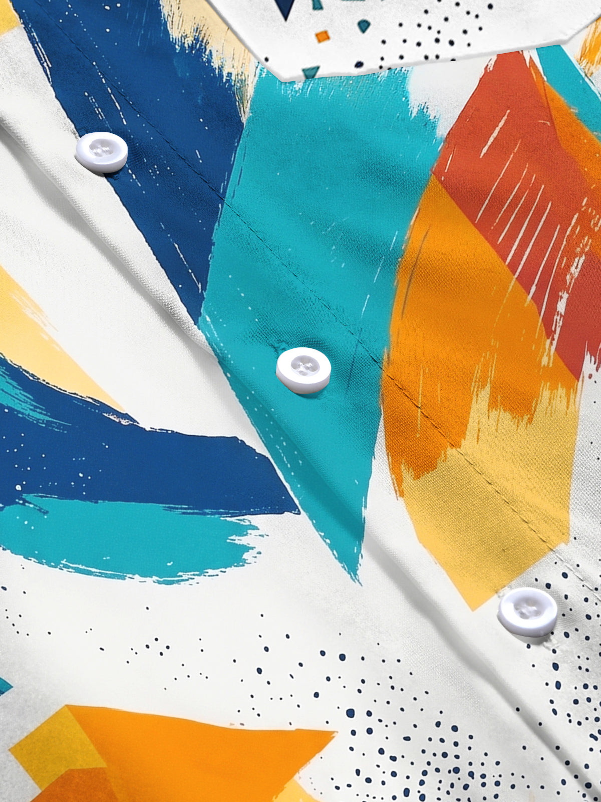 Oceanlyte Men's Abstract Brush Stroke Color Block Print Long Sleeve Shirt with Chest Pocket