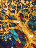 Oceanlyte Men's Long Sleeve Shirt - Golden Tree Of Life With Geometric Background Print with Chest Pocket