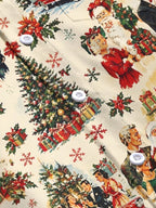 Oceanlyte Men's Long Sleeve Shirt - Vintage Christmas Scenes With Santa Claus And Families Print with Chest Pocket