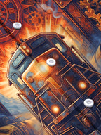 Oceanlyte Men's Graphic Steampunk Train And Gears Print Long Sleeve Shirt with Chest Pocket