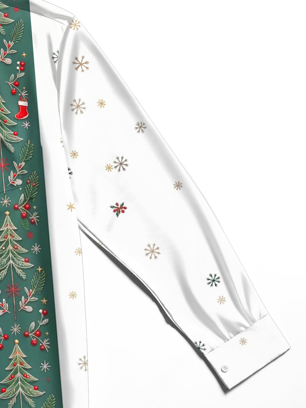 Oceanlyte Men's Striped Christmas Trees And Snowflakes Print Long Sleeve Shirt with Chest Pocket