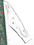 Oceanlyte Men's Striped Christmas Trees And Snowflakes Print Long Sleeve Shirt with Chest Pocket