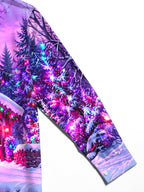 Oceanlyte Men's Long Sleeve Shirt - Christmas Covered Bridge And Winter Landscape Print with Chest Pocket