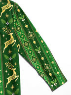 Oceanlyte Men's Printed Christmas Elk Print Long Sleeve Shirt with Chest Pocket