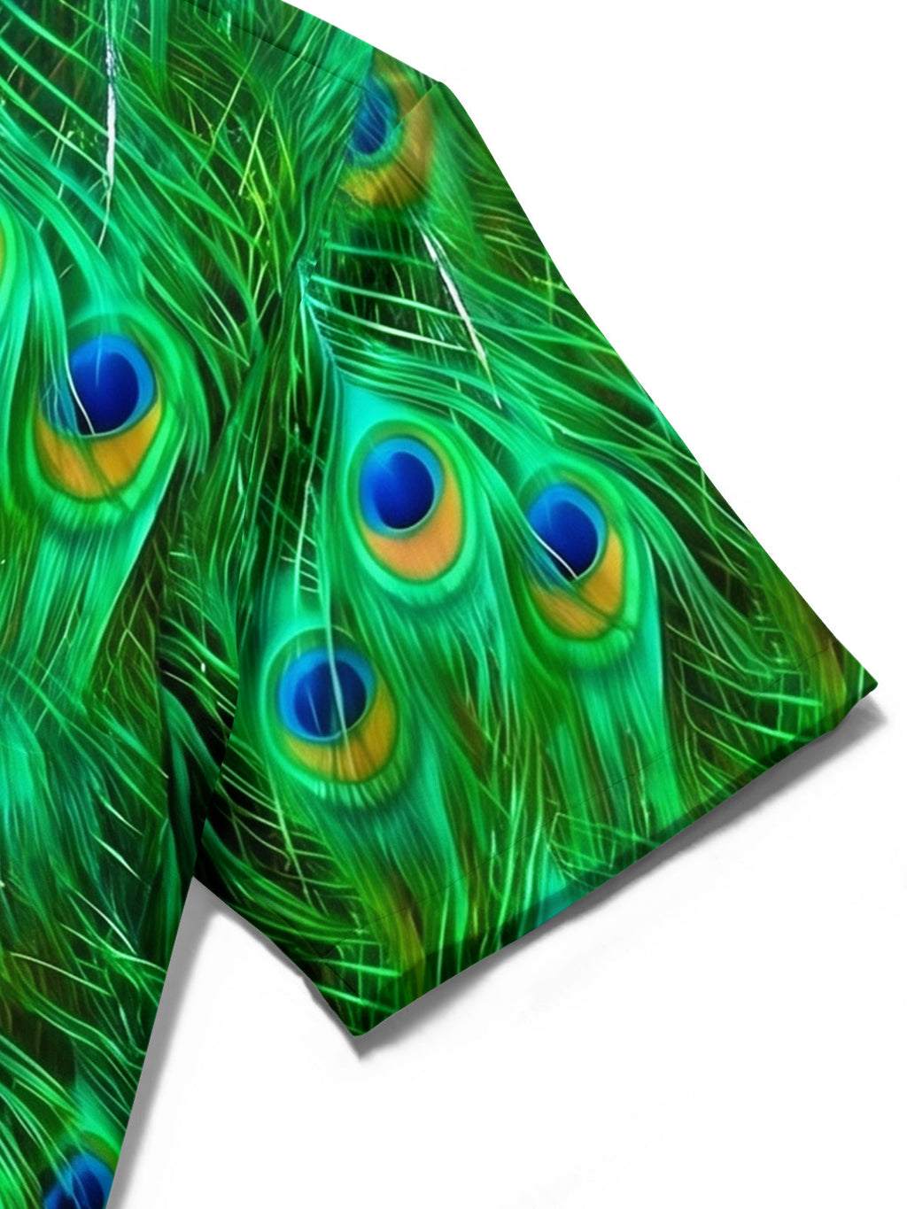 Oceanlyte Men's Tropical Peacock Feather Print Short Sleeve Shirt with Chest Pocket