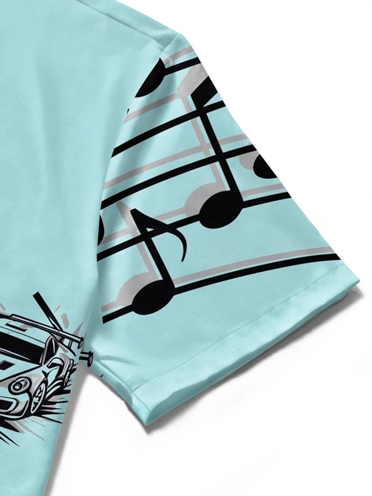 Oceanlyte Men's Graphic Music Notes Print Sports Car Print Short Sleeve Shirt with Chest Pocket