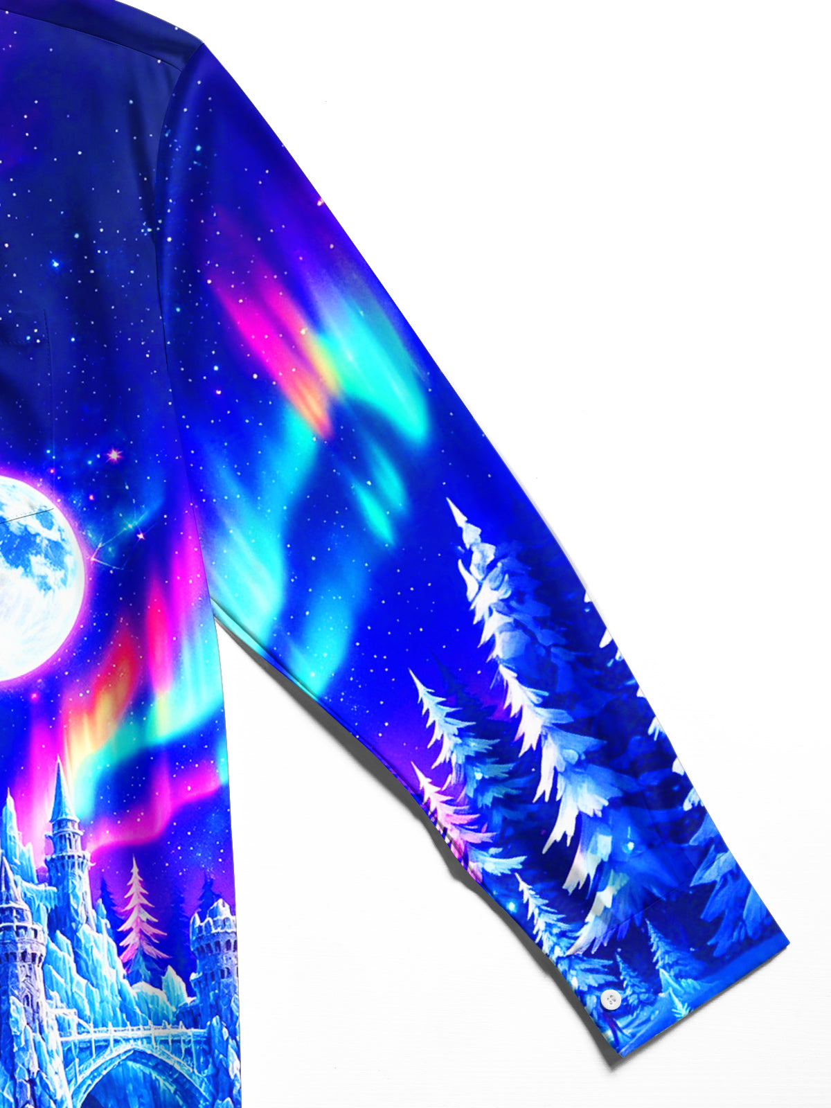 Oceanlyte Men's Graphic Ice Castle And Full Moon Print Long Sleeve Shirt with Chest Pocket