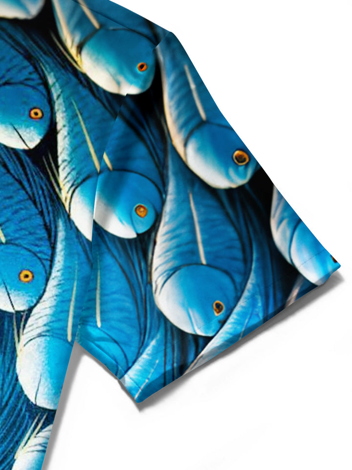 Oceanlyte Men's Hawaiian Spiral Fish Pattern Short Sleeve Shirt with Chest Pocket