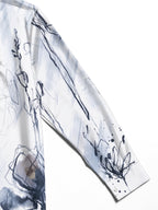 Art Ink Wash Freehand Floral Men's Pocket Long Sleeve Shirts
