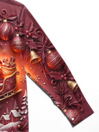 Oceanlyte Men's 3D Christmas Ornaments Print Long Sleeve Shirt with Chest Pocket