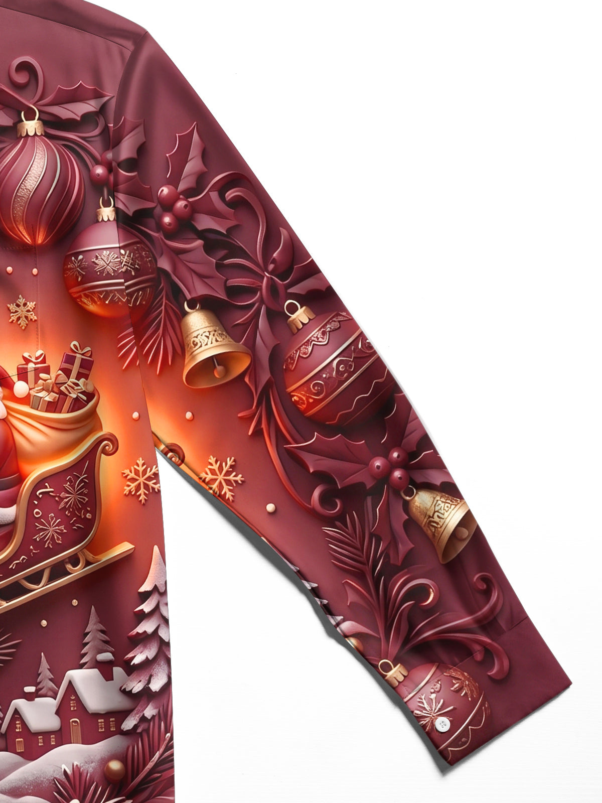 Oceanlyte Men's 3D Christmas Ornaments Print Long Sleeve Shirt with Chest Pocket