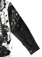 Oceanlyte Men's Vintage Microphone And Musical Notes Print Long Sleeve Shirt with Chest Pocket